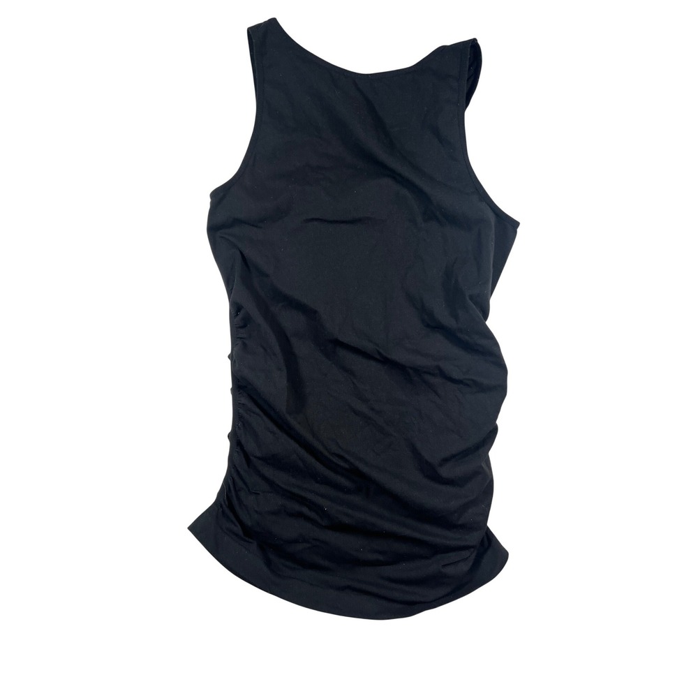 BeMaternity Ingrid & Isabel Black Ruched Maternity Tank Top Size S/M Scoop Neck